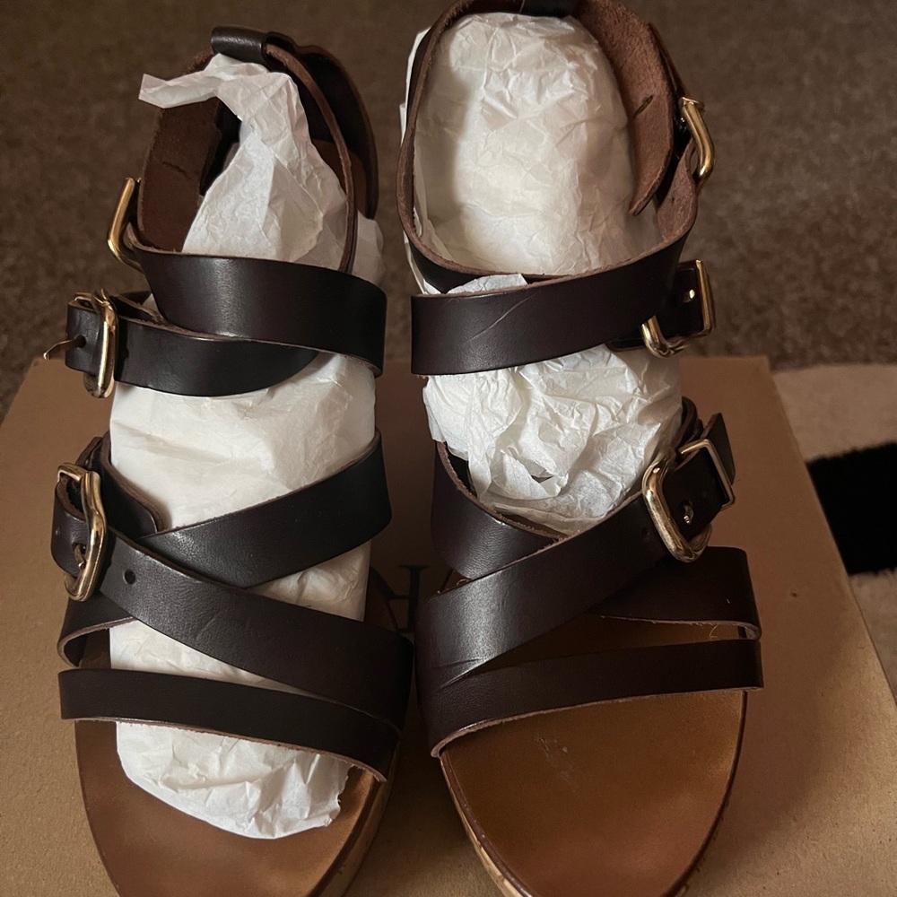 Strappy Leather Wedge